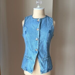 Petal & Pup Sleeveless Denim Vest with Button Closure